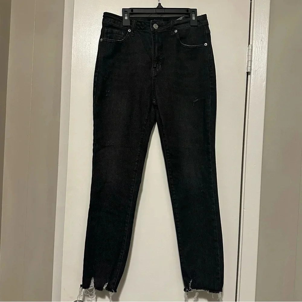 Risen black jeans frayed hem size 29/9 - Picture 1 of 9